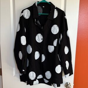 Black and White Polka Dot Long Shirt